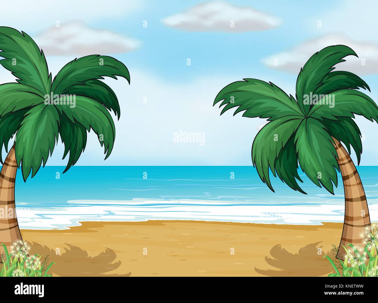 Illustration of coconut trees in the seashore Stock Vector Image & Art ...