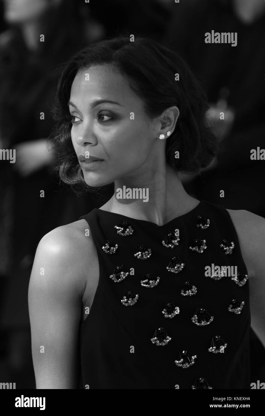 London, UK, 2nd May, 2013: Image digitally altered to monochrome Zoe Saldana attends the UK Premiere of 'Star Trek Into Darkness' at The Empire Cinema Stock Photo