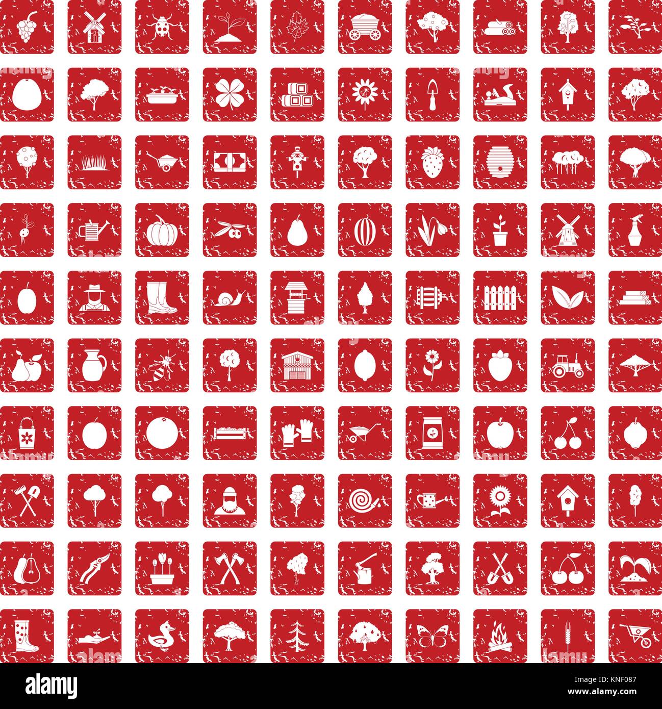 100 agriculture icons set grunge red Stock Vector Image & Art - Alamy