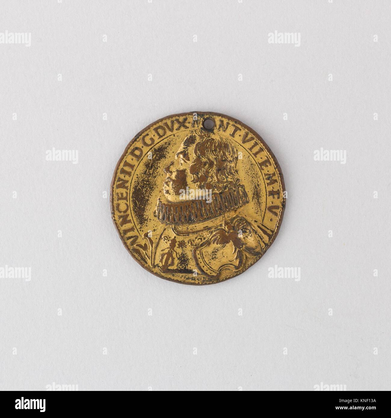 Medal of Vicenzo II Gonzaga, 7th Duke of Mantua. Artist: Gasparo Morone (Italian, born Milan (?), died Rome, 1669); Date: ca. 1625; Culture: Italian; Stock Photo