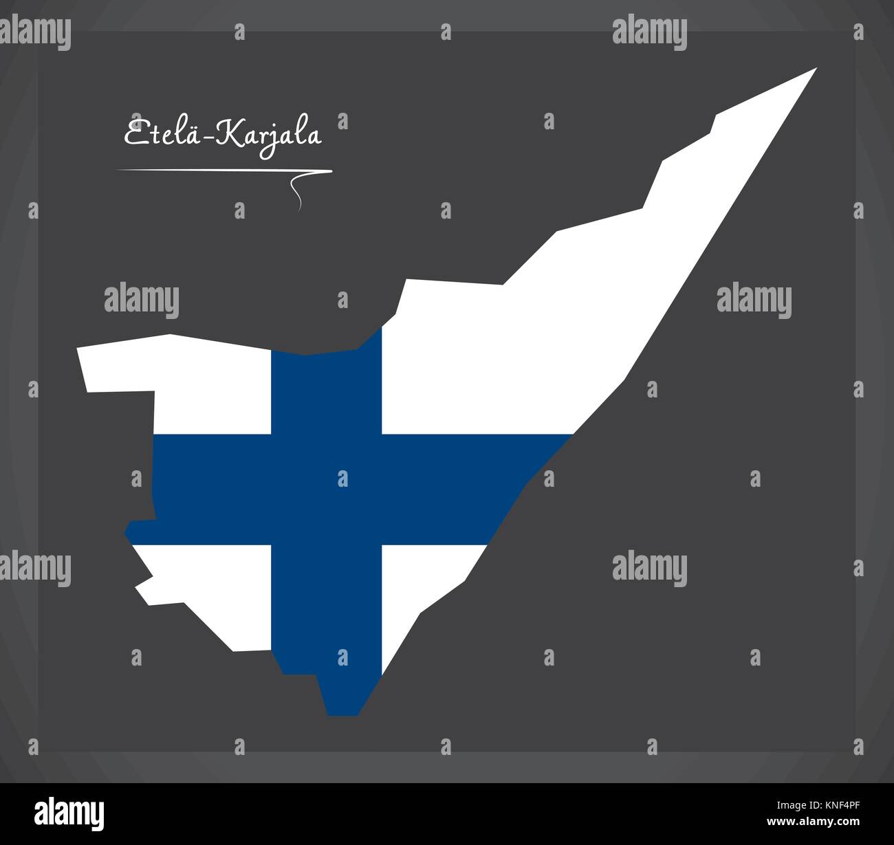 Etela-Karjala map of Finland with Finnish national flag illustration Stock Vector
