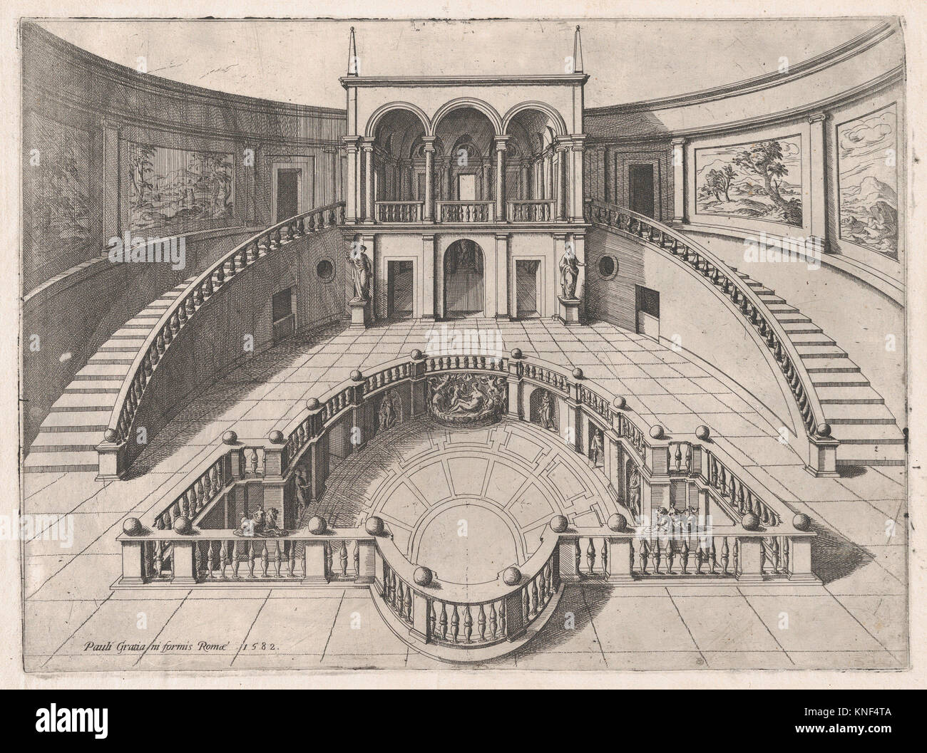 Speculum Romanae Magnificentiae: The Great Hall within the Farnese Palace. Series/Portfolio: Speculum Romanae Magnificentiae; Artist: Anonymous; Stock Photo