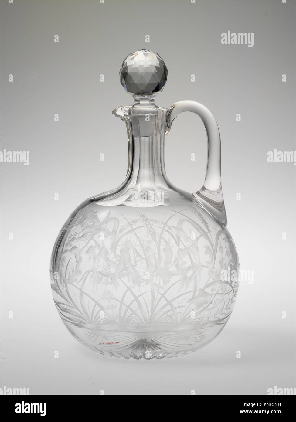 Decanter. Decorator: Possibly engraved by Henry Leighton; Manufacturer: New England Glass Company (American, East Cambridge, Massachusetts, Stock Photo