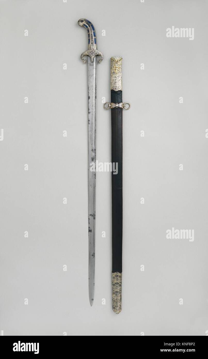 Sword with Scabbard. Date Grip and guard, late 17th century; blade