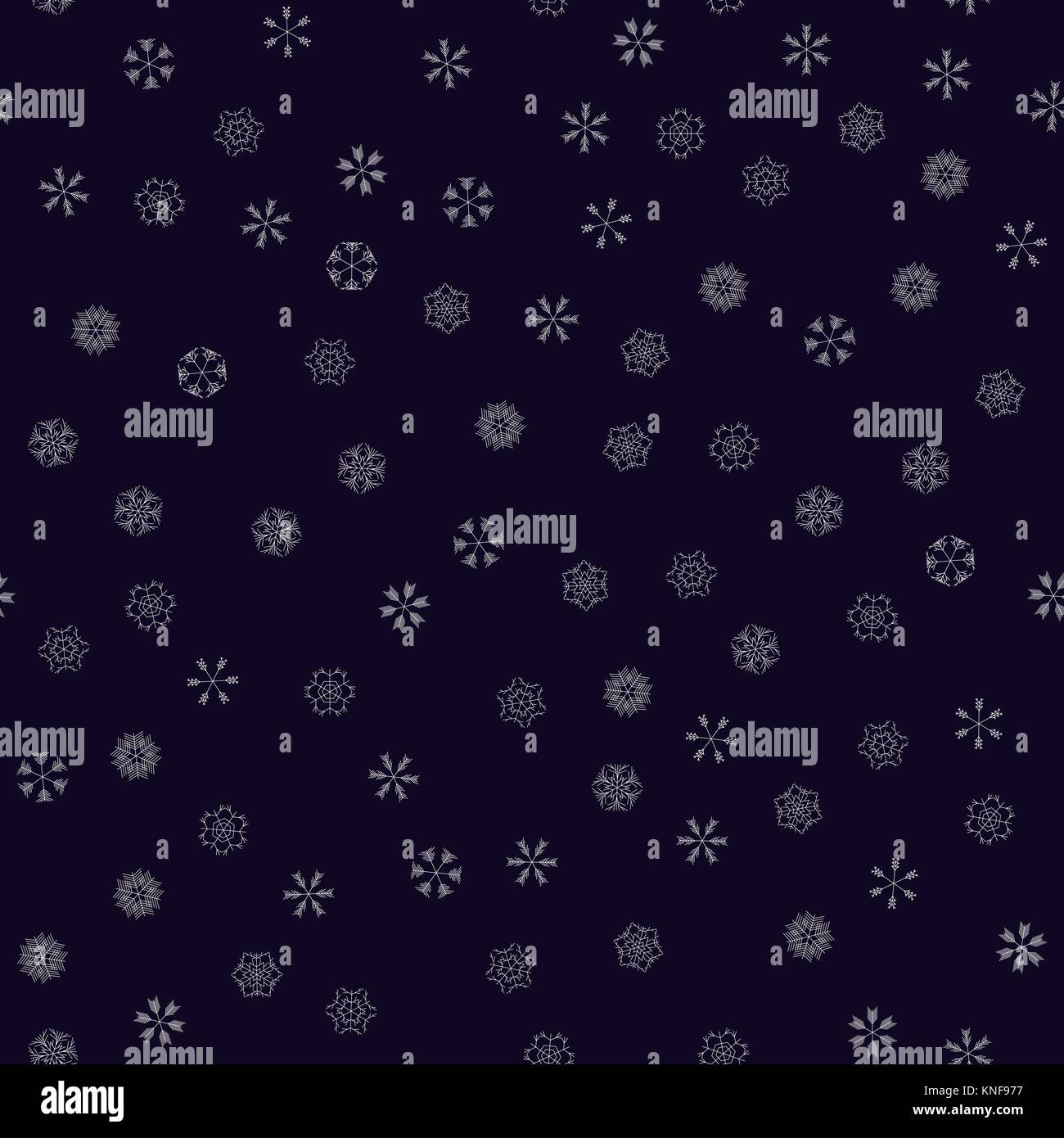vector snowflakes seamless pattern - white snow on dark background ...