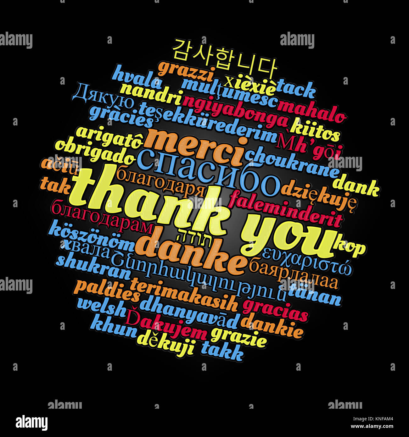 Thank you word cloud concept in different languages Stock Photo