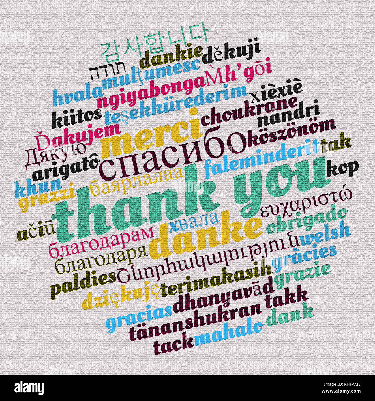 Thank you word cloud concept in different languages Stock Photo