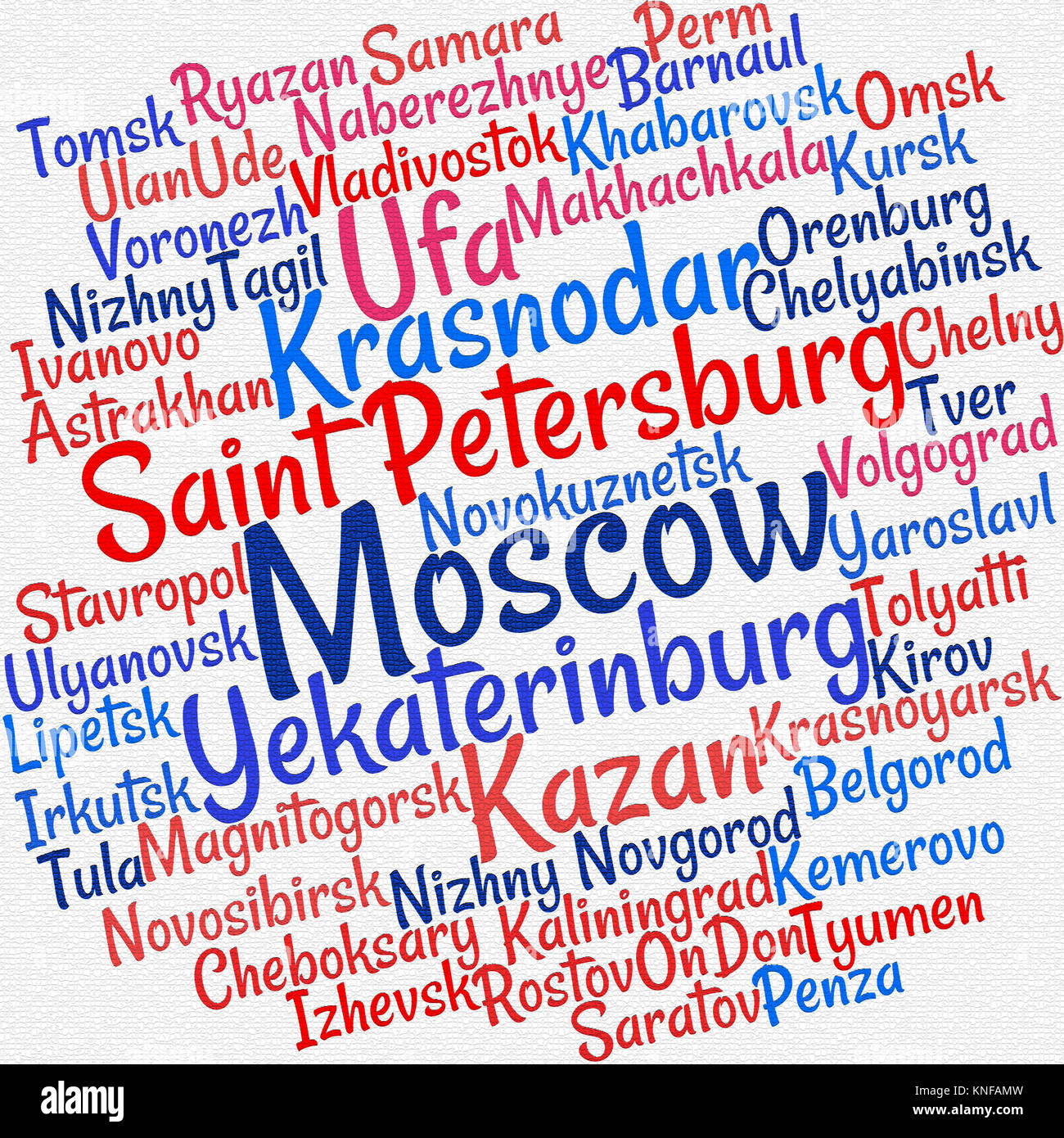 Towns in Russia word cloud concept Stock Photo