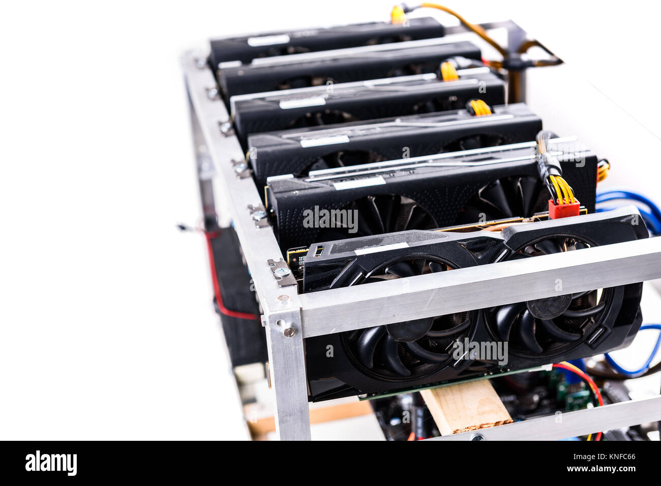 Cryptocurrency bitcoin ethereum altcoin graphic card miner mining rig. Home  made crypto currency mining equipement in aluminium case with motherboard  Stock Photo - Alamy
