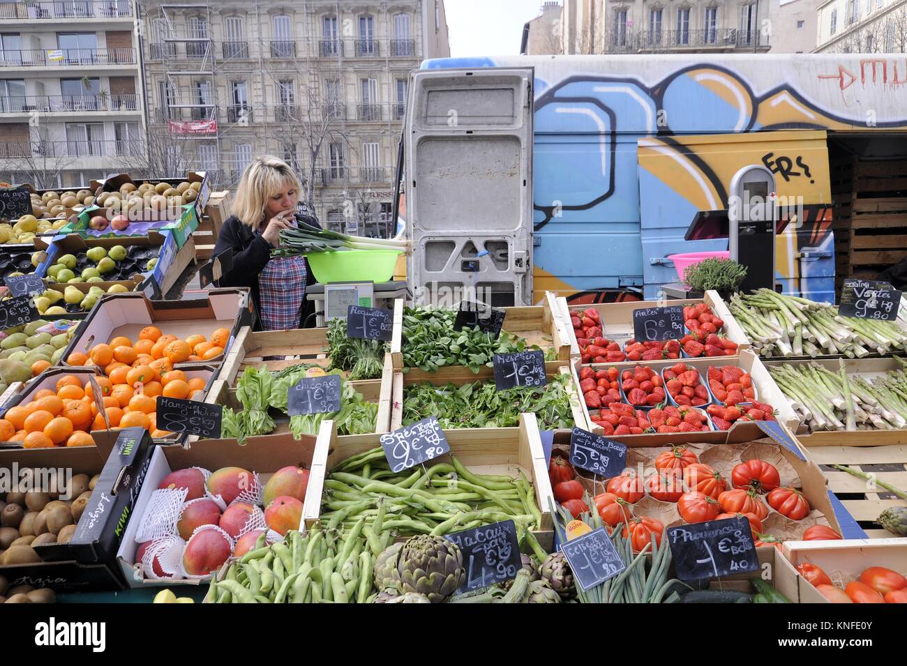Marseille (France), street market in Avenue du Prado Stock Photo