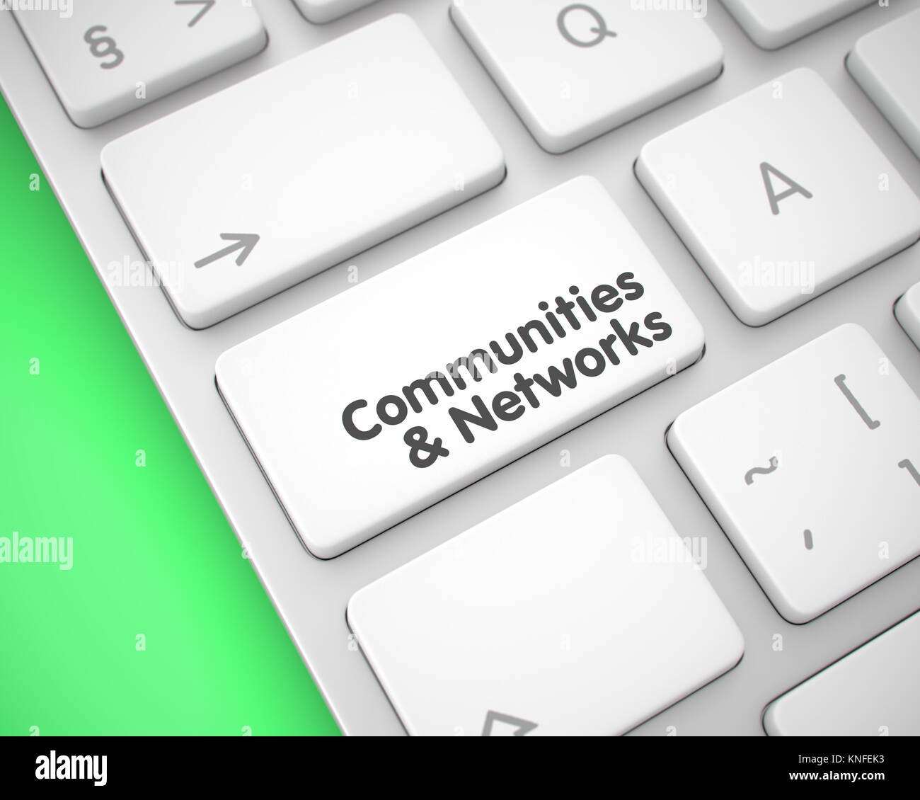 Communities And Networks on White Keyboard Button. 3D. Stock Photo