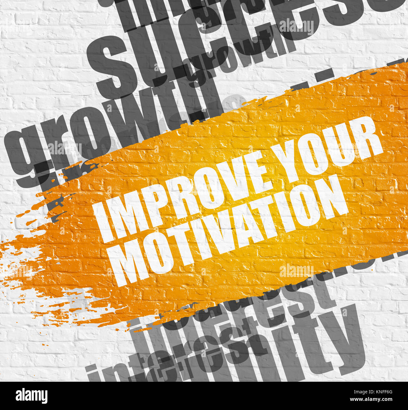 Improve Your Motivation on the White Brick Wall. Stock Photo