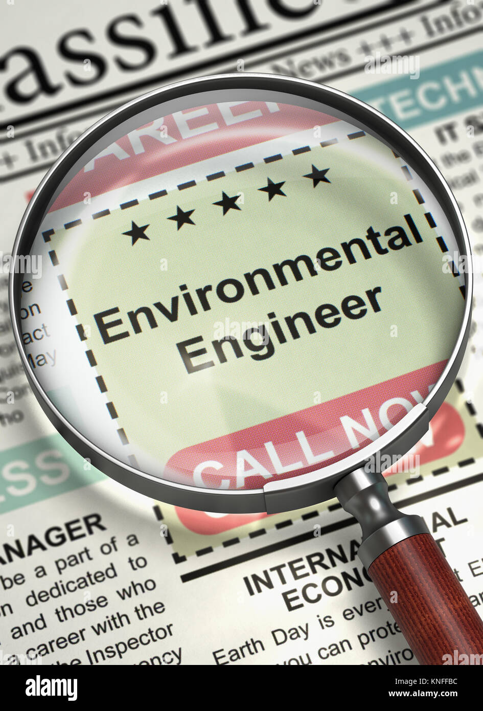 Environmental Engineer Join Our Team. 3D. Stock Photo