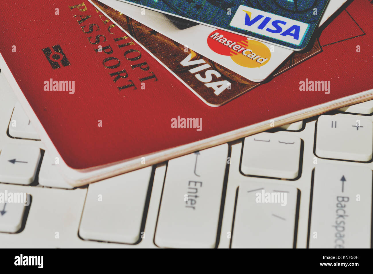 Concept Money with Journey Travel credit card passport and travel