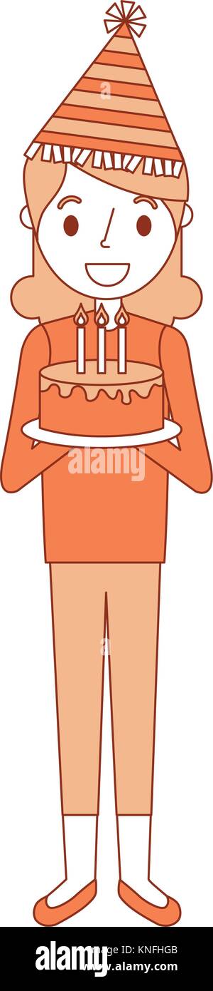 elderly woman grandmother holding birthday cake Stock Vector Image ...