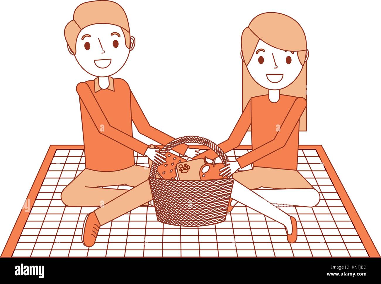 Family boy picnic basket eating Stock Vector Images - Alamy