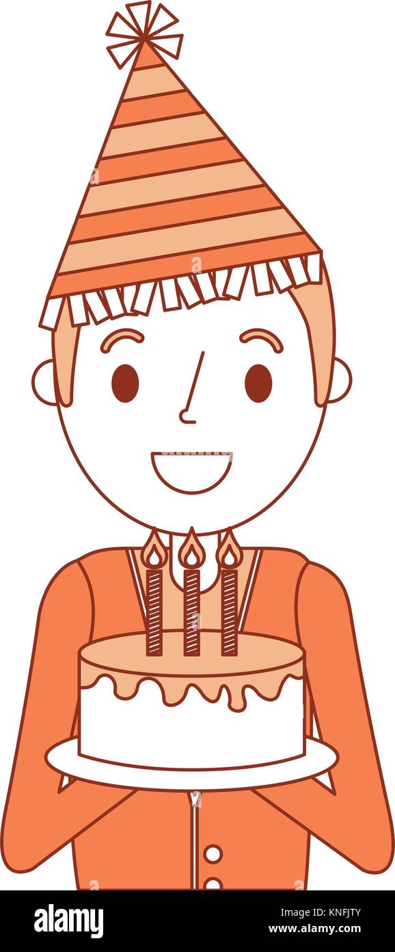 Portrait Happy Man Holding Birthday Cake Wearing Party Hat Stock Vector Portrait Happy Man Holding Birthday Cake Wearing Party Hat Stock Vector