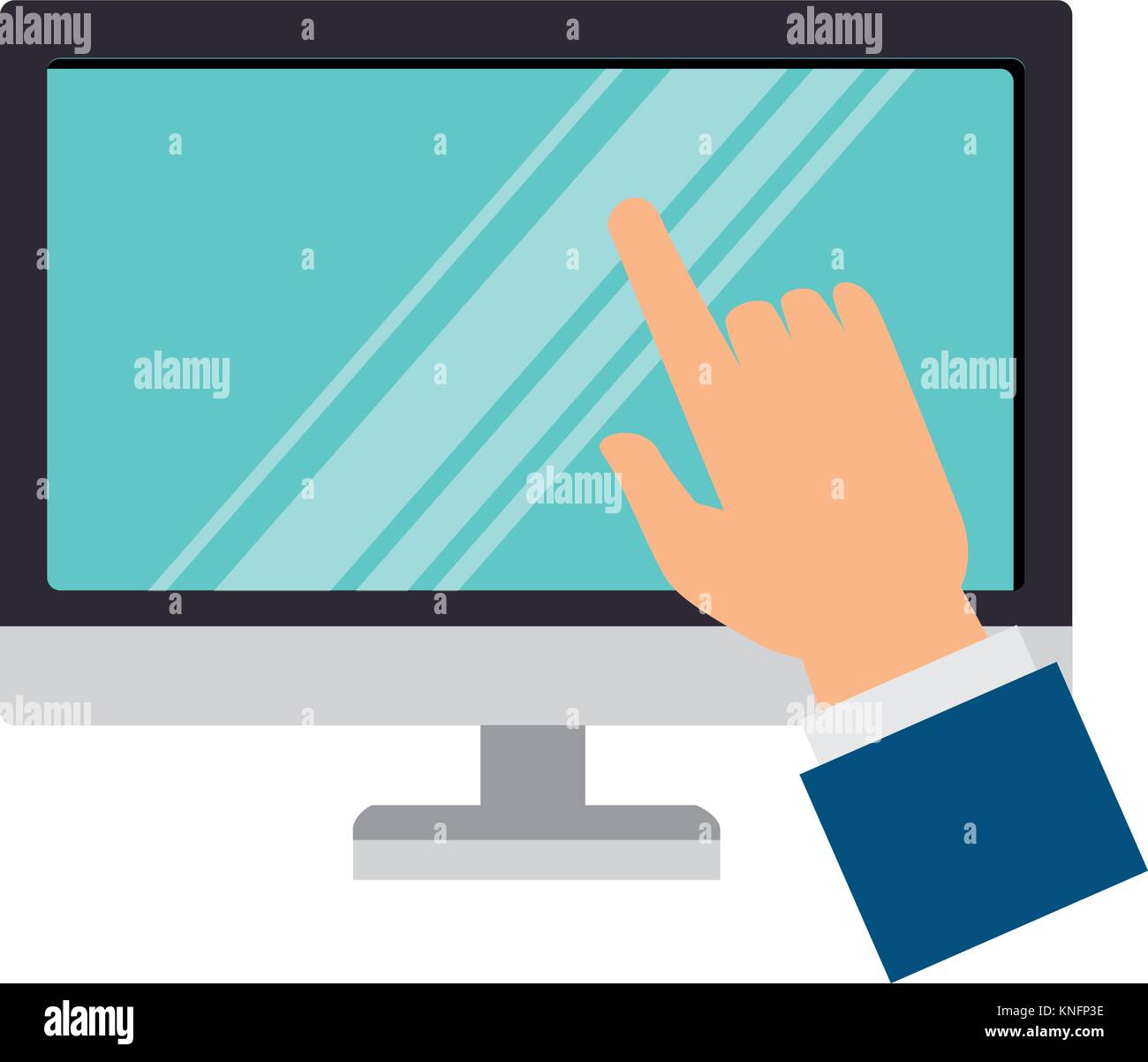monitor computer with user hand vector illustration design Stock Vector ...