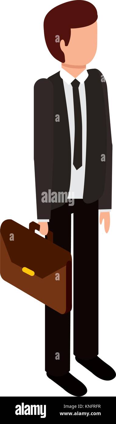 businessman stand holding briefcase isometric image Stock Vector Image ...