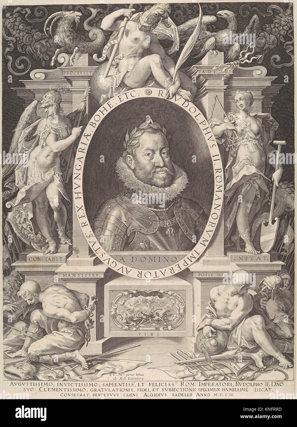 Portrait of Rudolph II. Artist: Aegidius Sadeler II (Netherlandish, Antwerp 1568-1629 Prague); Artist: After Hans von Aachen (German, Cologne Stock Photo