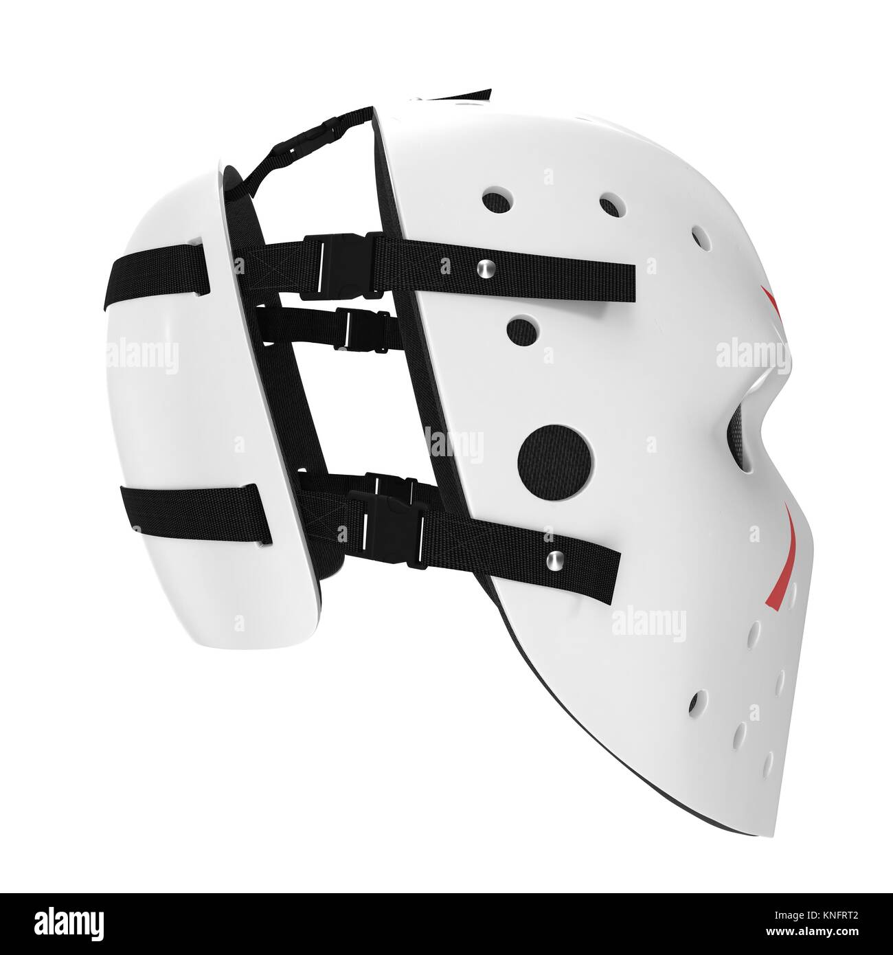 vintage hockey mask on white. Side view. 3D illustration Stock Photo