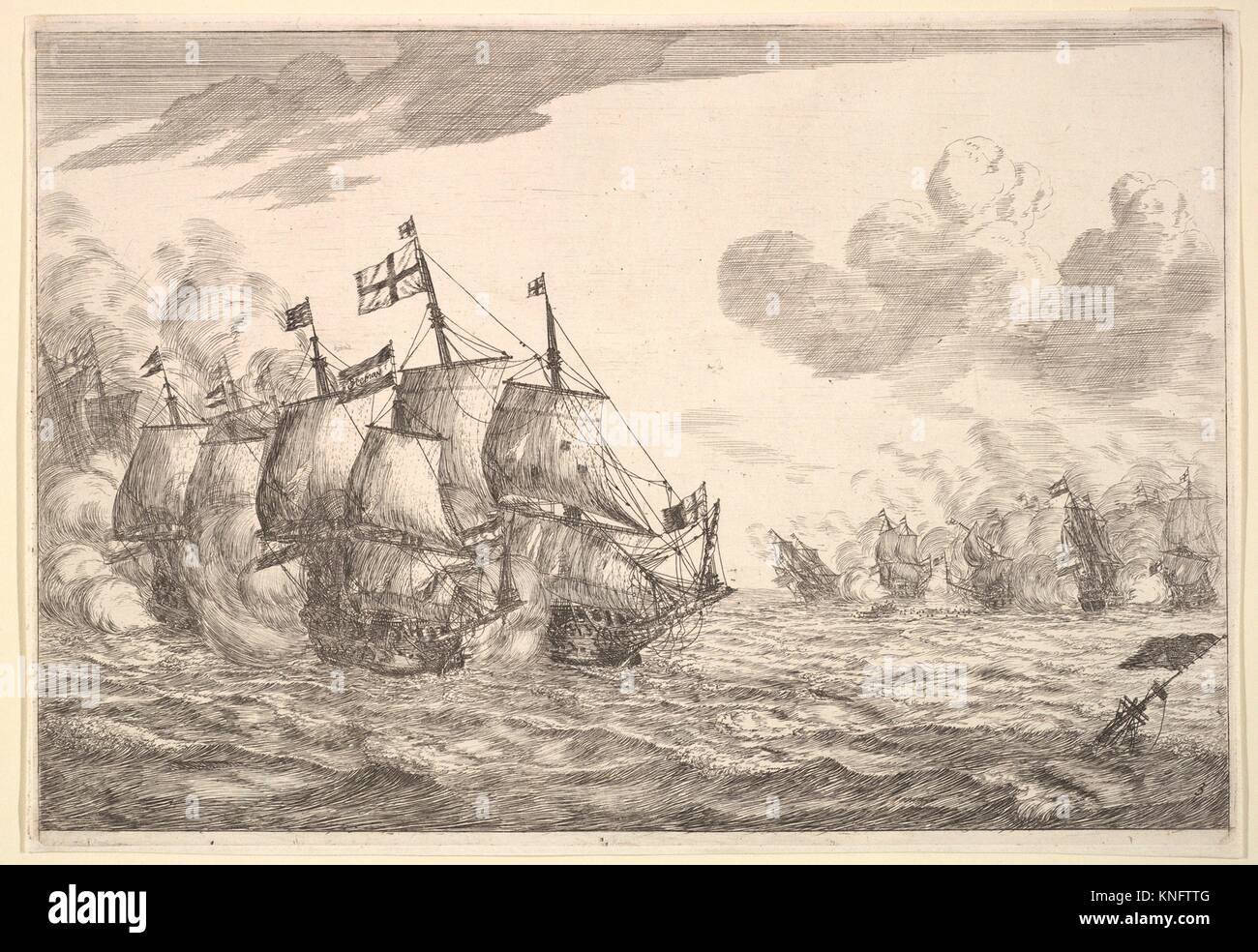 Naval Battle. Artist: Reinier Nooms, called Zeeman (Dutch, Amsterdam ca. 1623-1664 Amsterdam); Date: 17th century; Medium: Etching; state II; Stock Photo