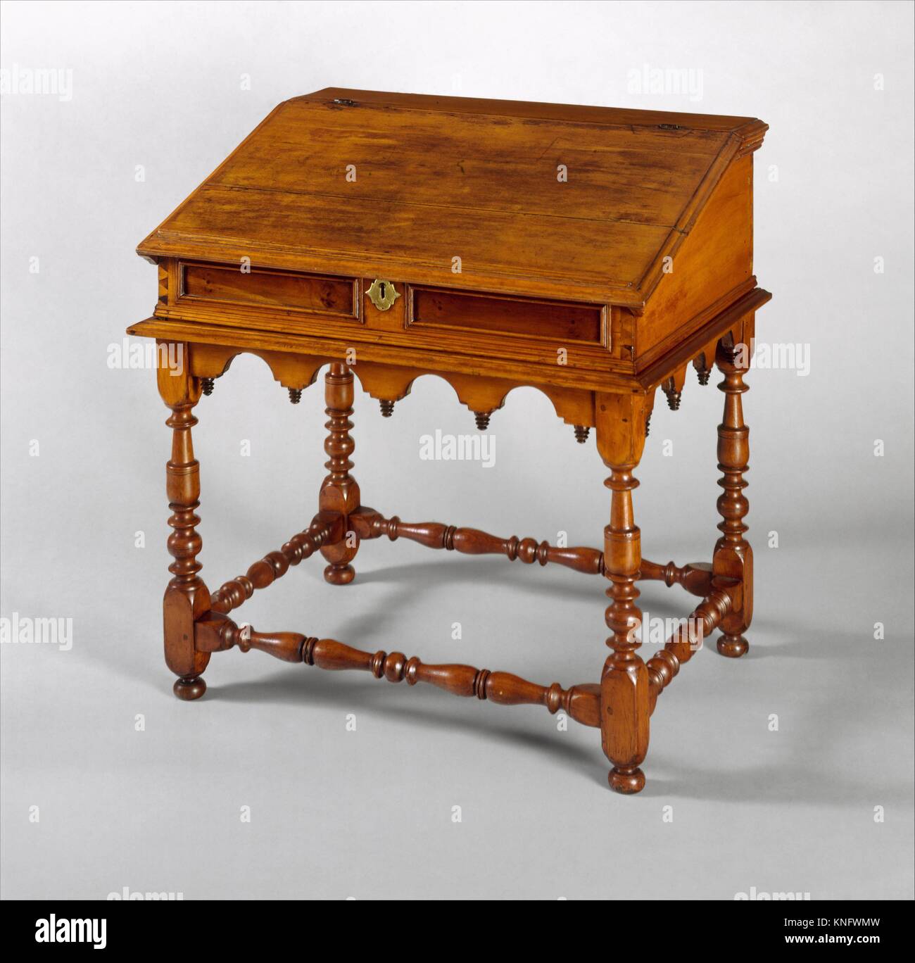 Desk-on-frame. Date: 1690-1720; Geography: Made in New York, New York, United States; Culture: American; Medium: Sweet gum, possibly mahogany veneer, Stock Photo