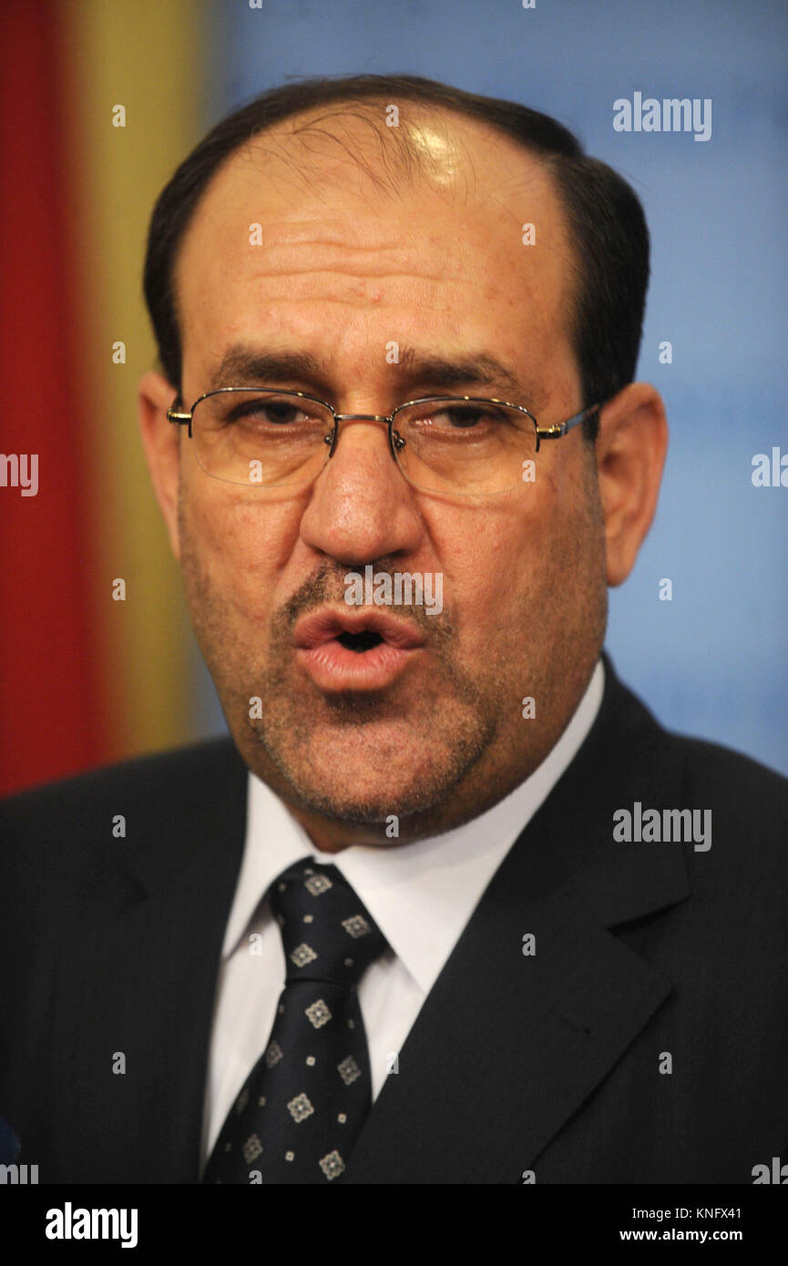 Iraq's Prime Minister Nouri al-Maliki speaks at the UN in efforts to restore Iraq's international standing at the United Nations in New York City. July 22, 2009. Credit: Dennis Van Tine/MediaPunch Stock Photo