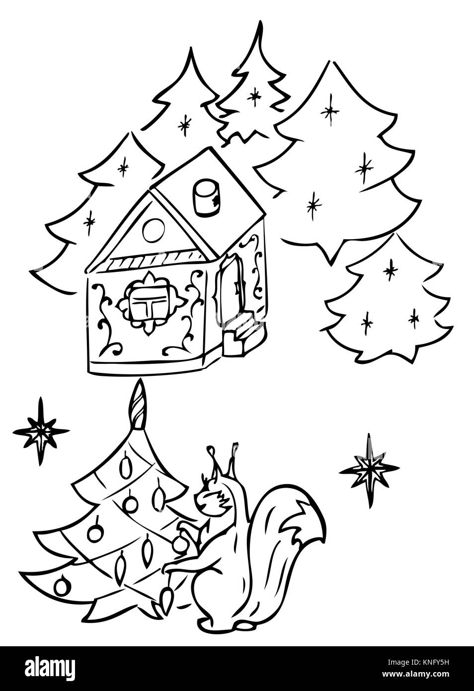 Squirrel dress up Christmas tree vector drawing Stock Vector Image & Art -  Alamy