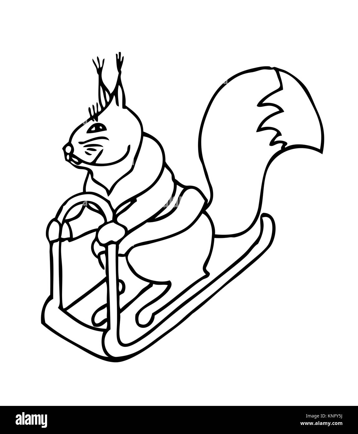 squirrel on a sled Stock Vector