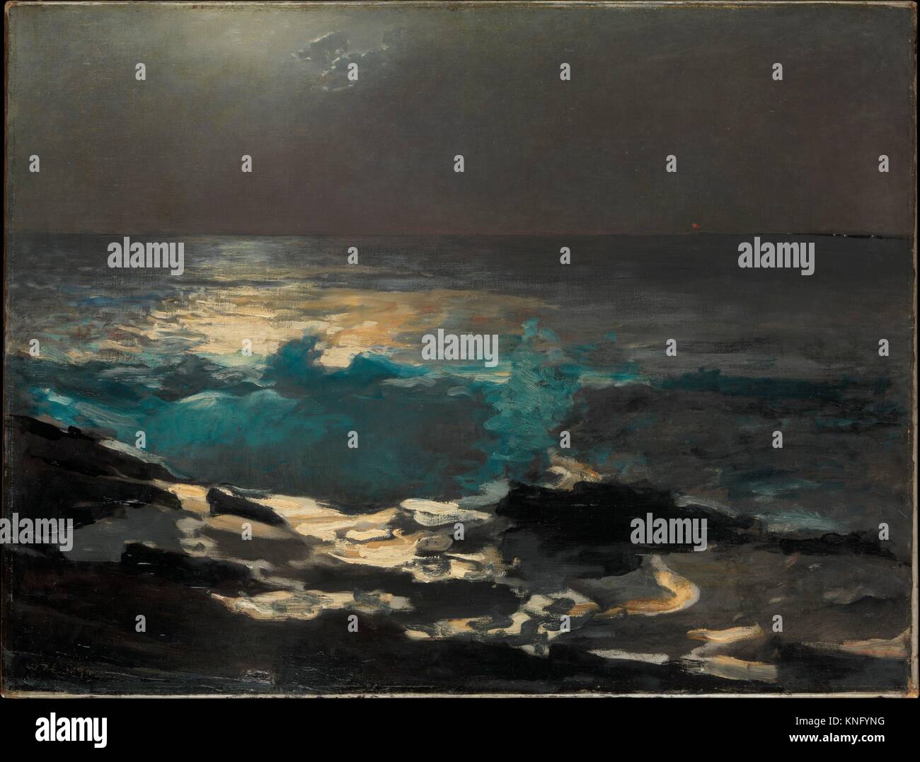 Moonlight, Wood Island Light. Artist Winslow Homer (American, Boston