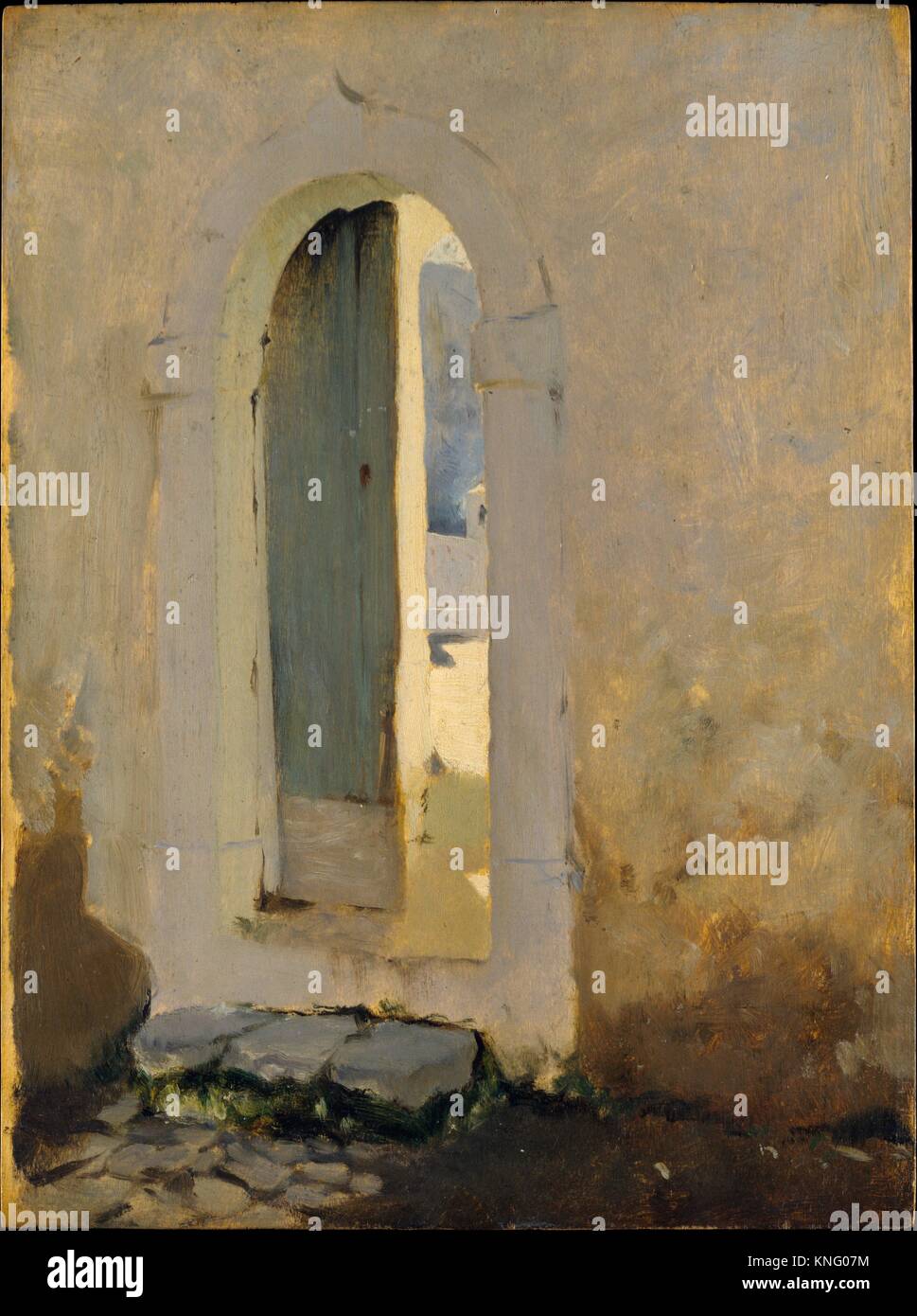 Open Doorway, Morocco. Artist: John Singer Sargent (American, Florence 1856-1925 London); Date: 1879-80; Medium: Oil on wood; Dimensions: 13 7/8 x 10 Stock Photo