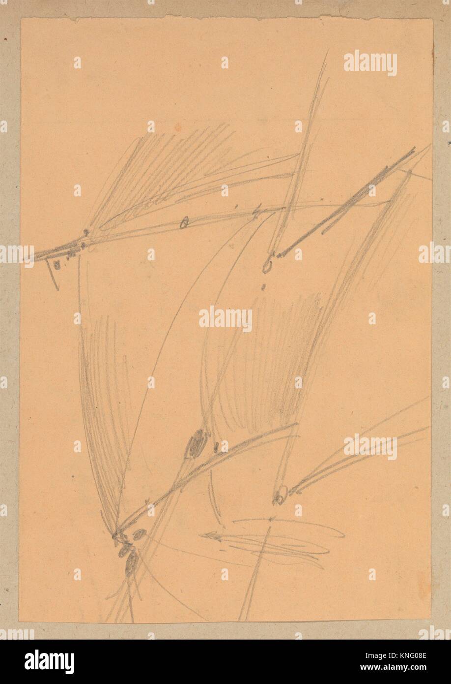 Sails (from Scrapbook). Artist: John Singer Sargent (American, Florence 1856-1925 London); Date: 1874-77; Medium: Graphite on tan wove paper; Stock Photo