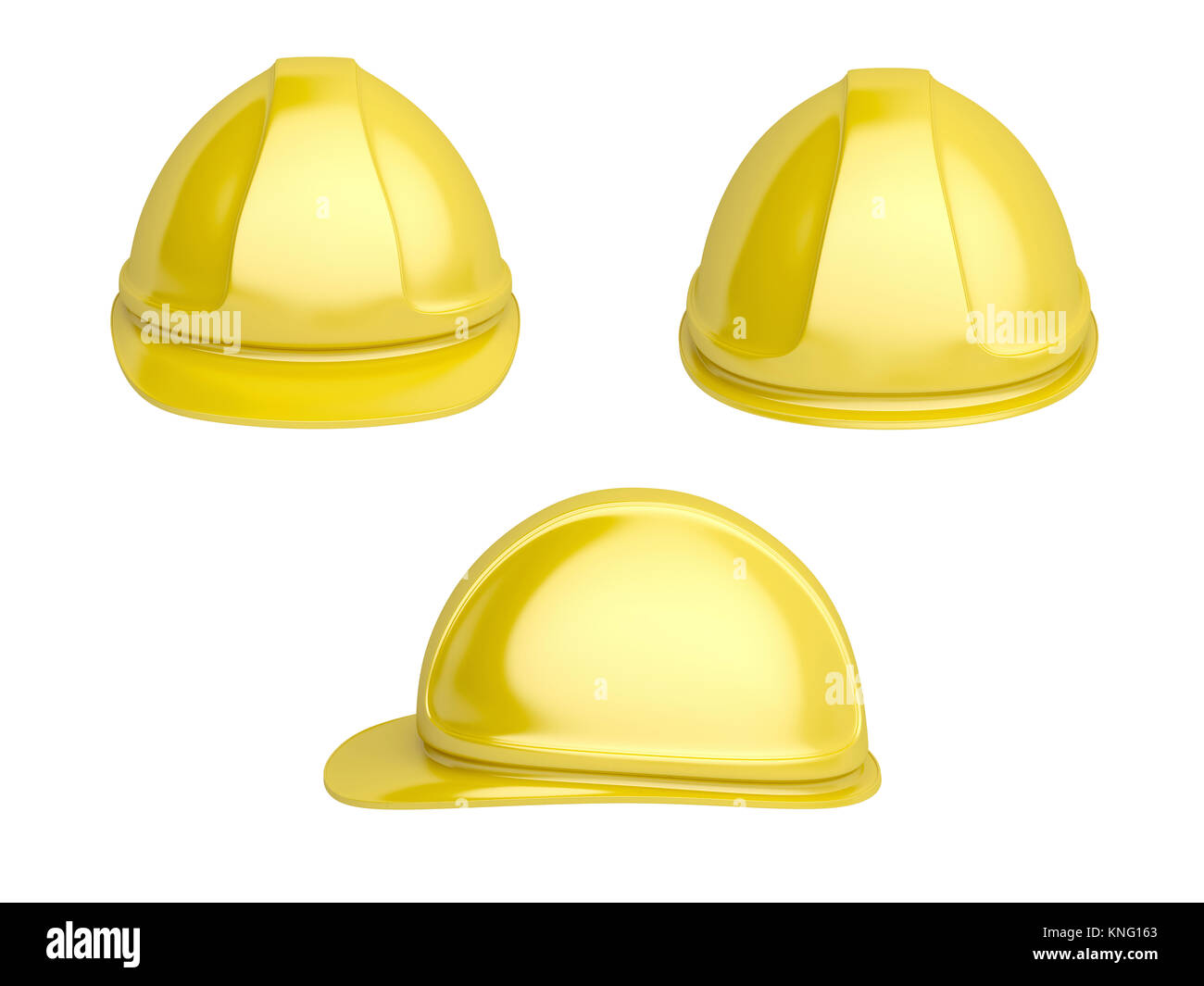 Front, back and side view of yellow safety helmet Stock Photo Alamy