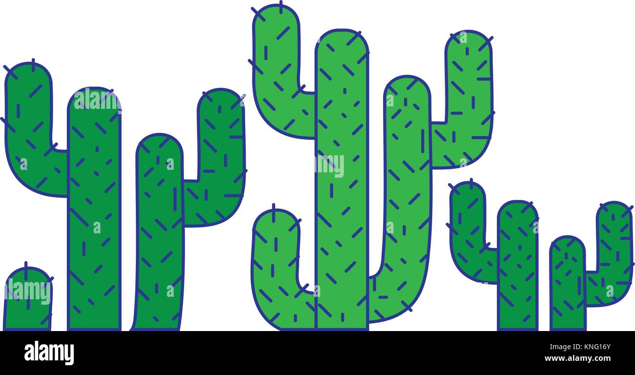 line color tropical natural cactus plants design Stock Vector Image ...