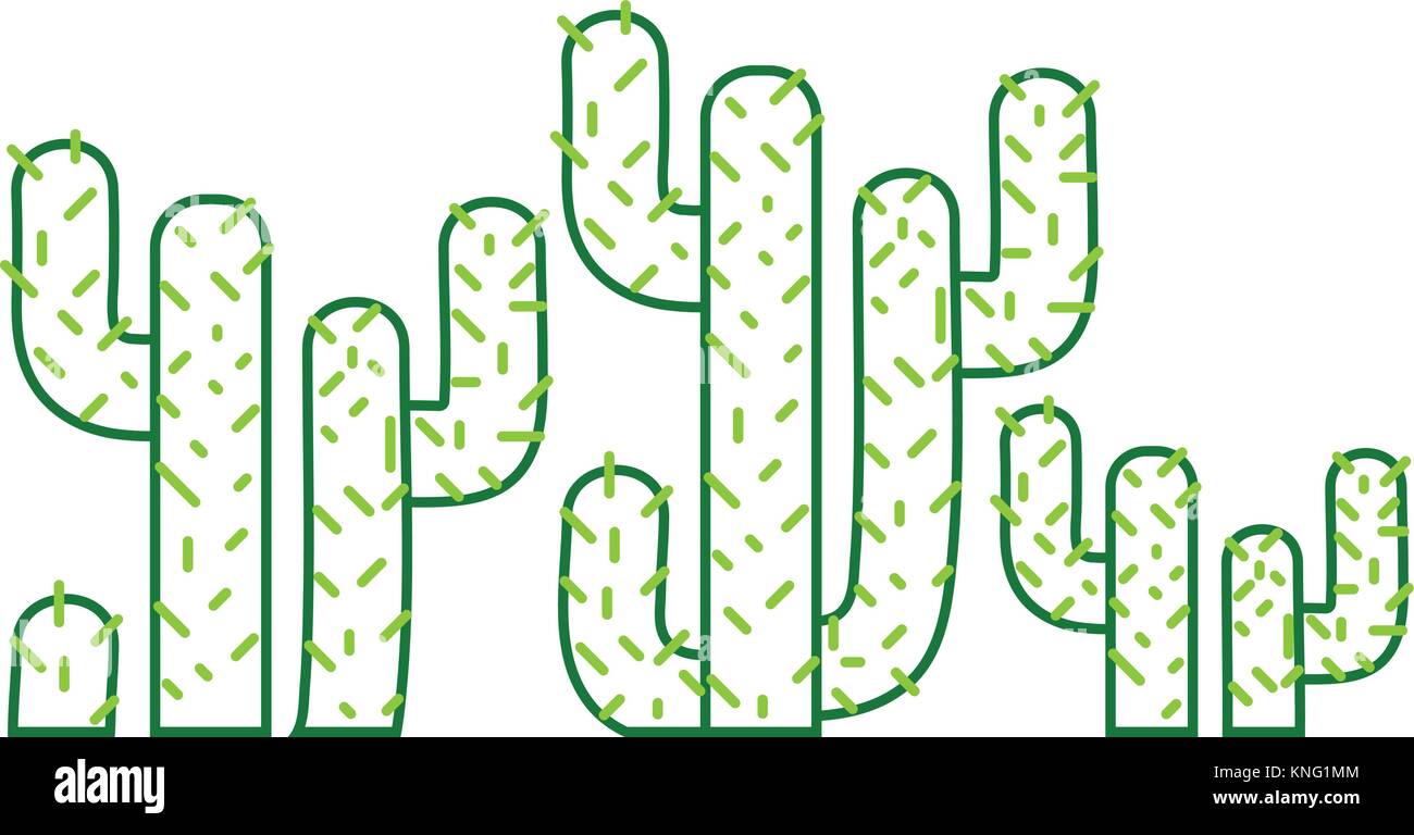 color line tropical natural cactus plants design Stock Vector Image ...