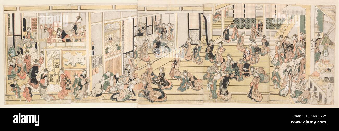 New Year´s Day at the Ogiya Brothel, Yoshiwara. Artist: Katsushika Hokusai (Japanese, Tokyo (Edo) 1760-1849 Tokyo (Edo)); Period: Edo period Stock Photo