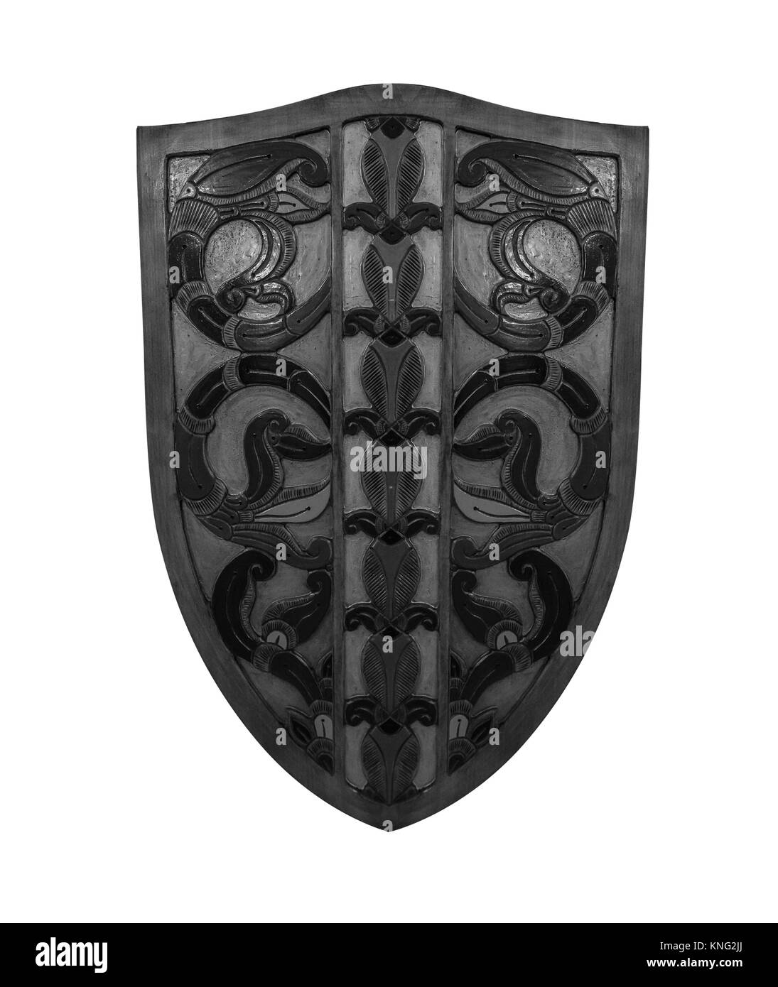 Ancient shield isolated on white background Stock Photo