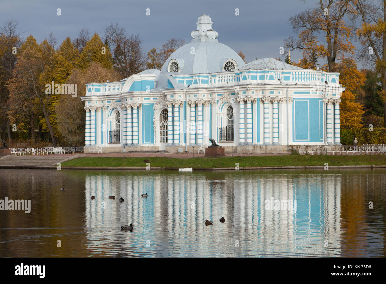 Grotto pavilion in Catherine park of Tsarskoe Selo, Saint Petersburg, Russia. Stock Photo