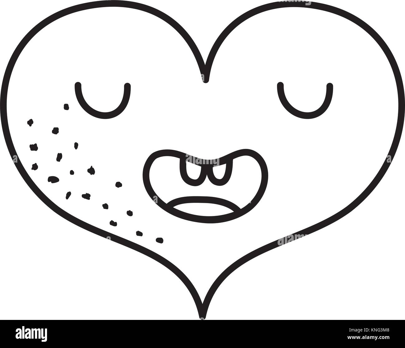 line funny heart kawaii with facial expression Stock Vector Image & Art ...