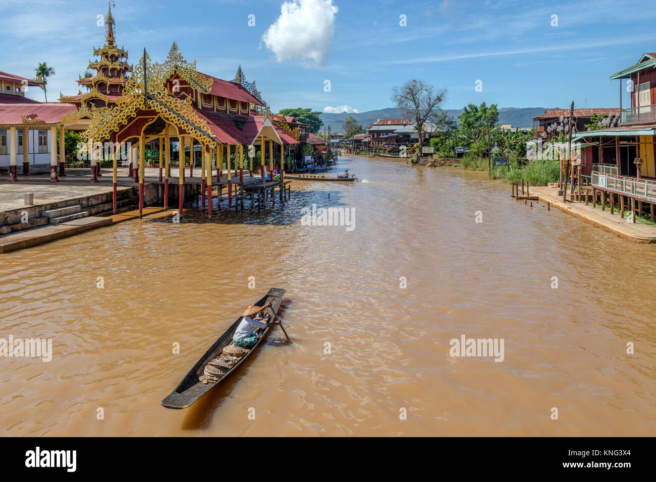 Aung Mingalar Pagoda; Ywama, Inle Lake, Nyaung Shwe, Myanmar, Asia Stock Photo