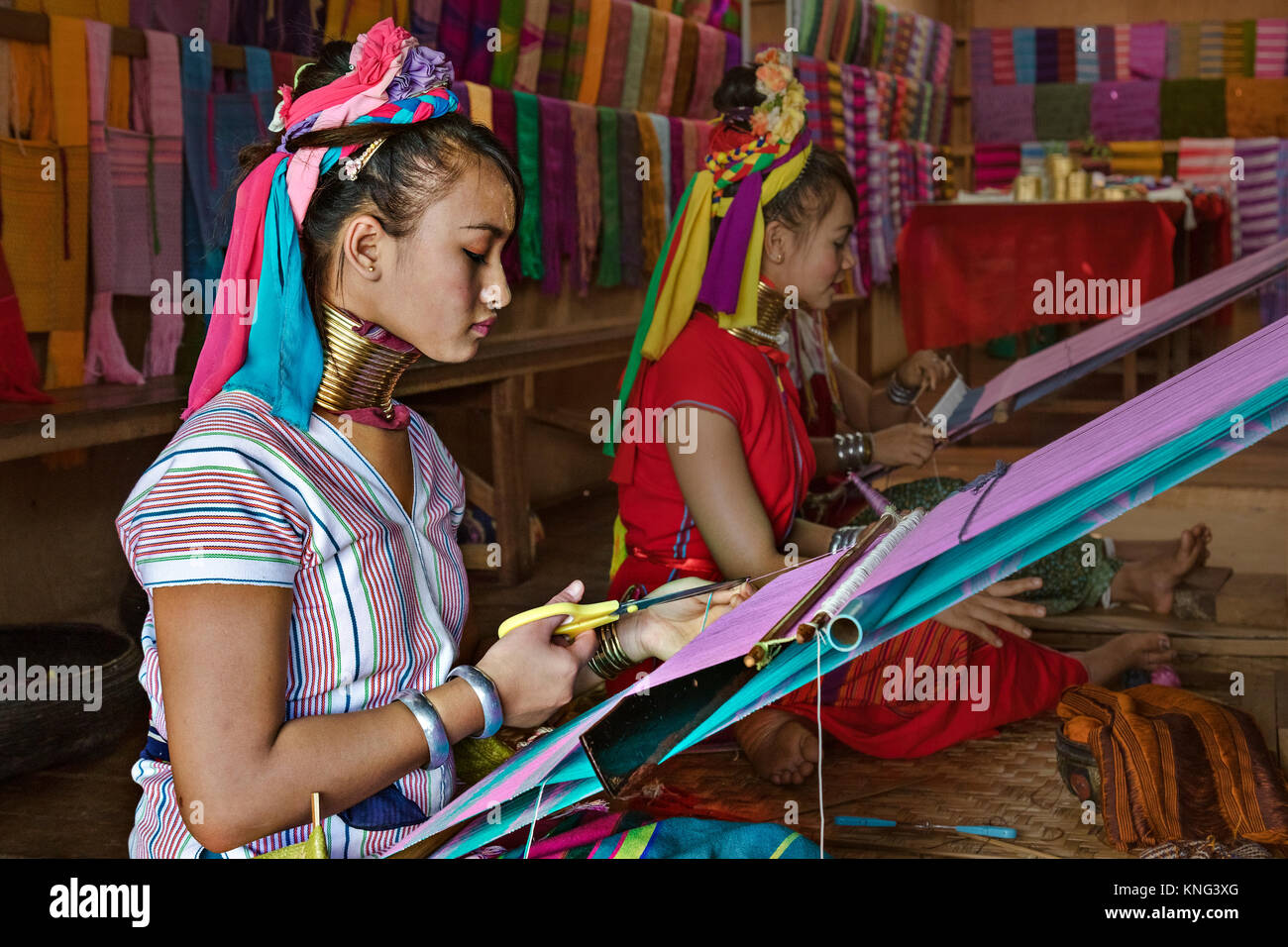 Padaung woman, Inle Lake, Nyaung Shwe, Myanmar, Asia Stock Photo
