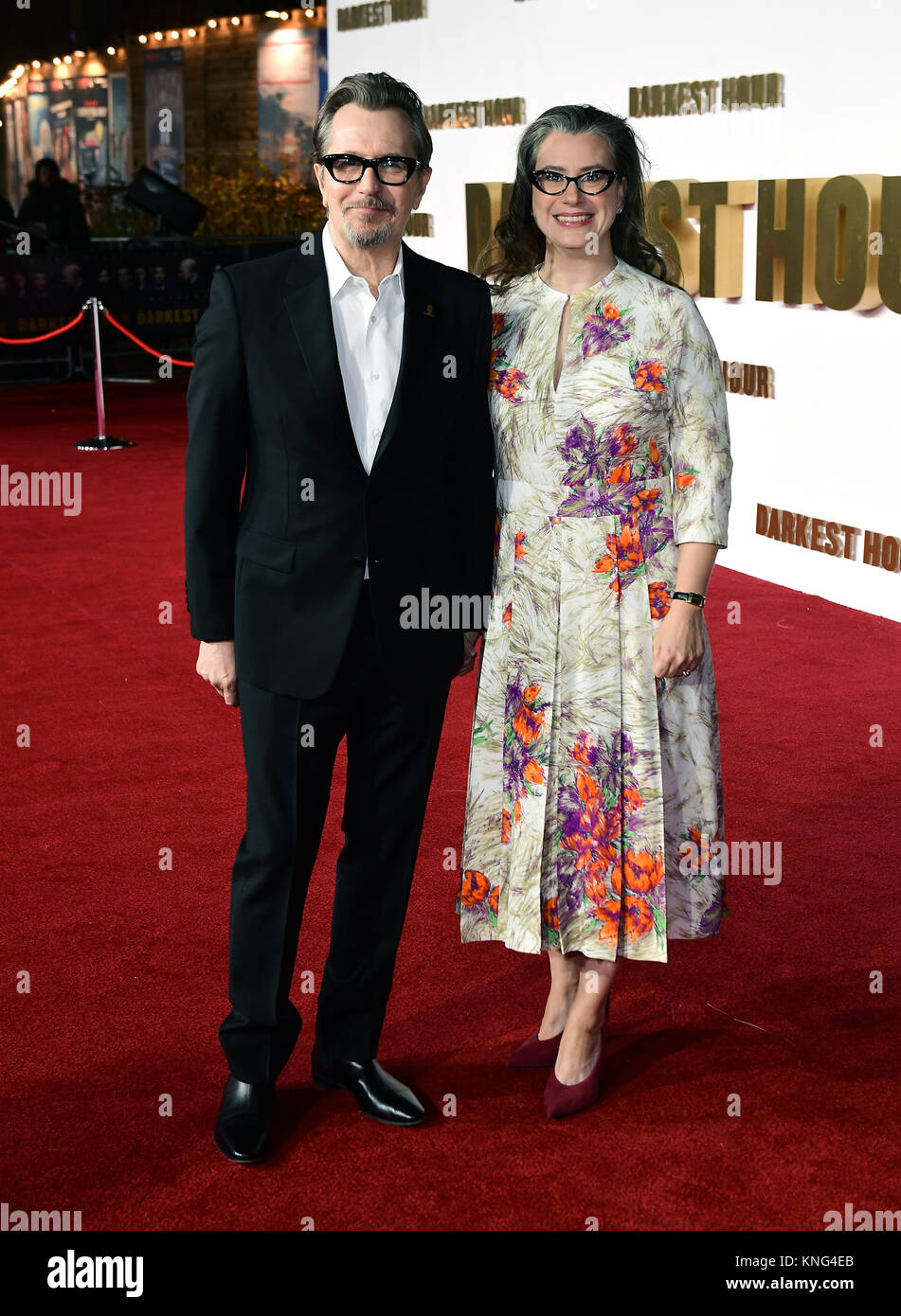 Gary Oldman And Wife Gisele Schmidt Attending The Darkest Hour Premiere Held At The Odeon Leicester Square London Stock Photo Alamy