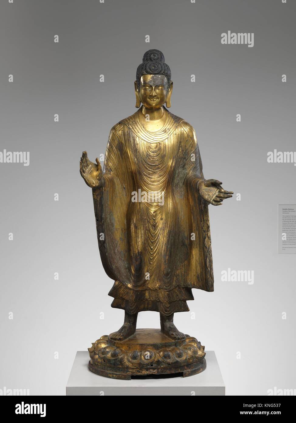 Buddha Maitreya (Mile fo). Period: Northern Wei dynasty (386-534); Date: dated 486; Culture: China; Medium: Gilt bronze with traces of pigment; Stock Photo