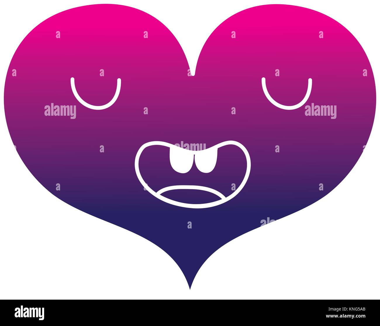 color silhouette funny heart kawaii with facial expression Stock Vector ...