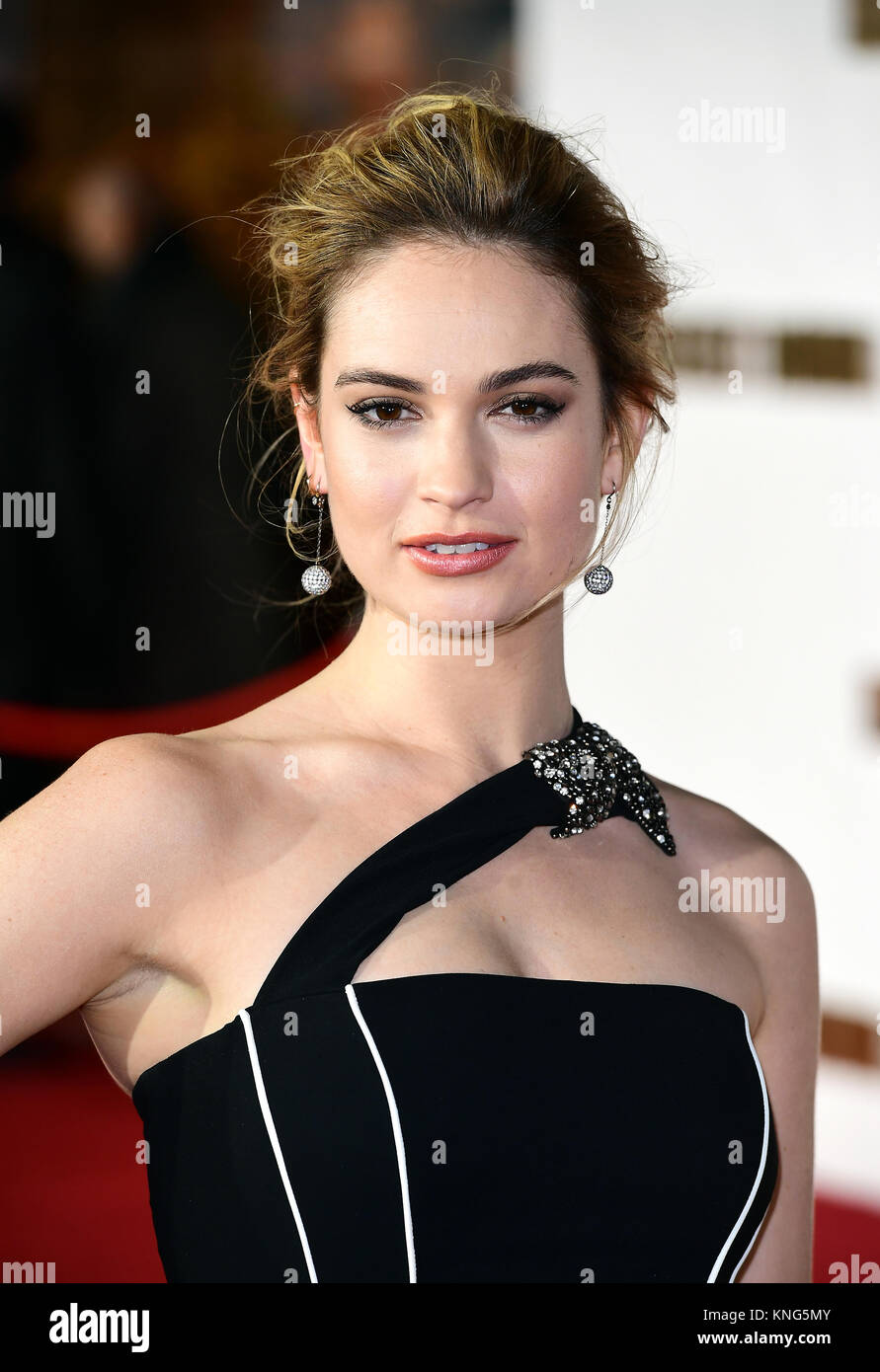 Lily James attending the Darkest Hour Premiere held at the Odeon
