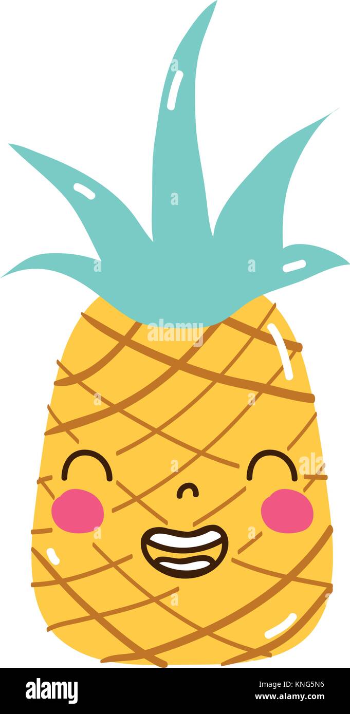 Colorful Cute Pineapple Kawaii Smile Fruit Stock Vector Image Art Alamy