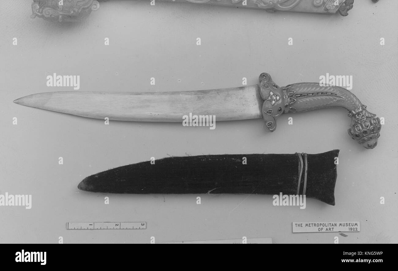 Dagger. Date: 18th century; Culture: China; Medium: Steel, nephrite; Dimensions: L. 4 in. (10.2 cm); Classification: Jade Stock Photo
