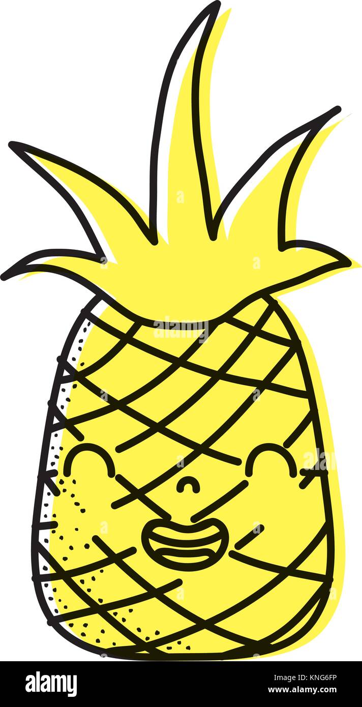 color cute pineapple kawaii smile fruit Stock Vector Image & Art - Alamy