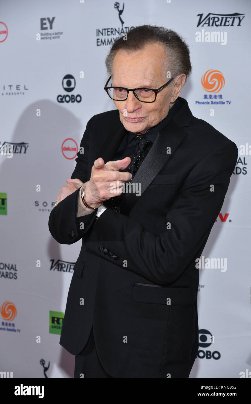 Larry King attends 45th International Emmy Awards at New York Hilton on November 20, 2017 in New York City. Stock Photo